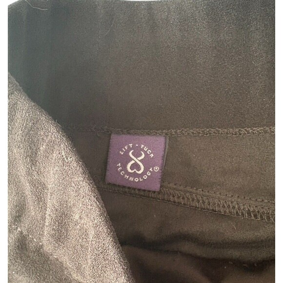 NYDJ Pull on Leggings Suede Look Women's 4 Long Black Elastic Waist Stretch - Picture 3 of 14